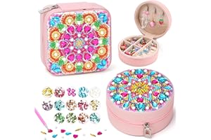 WhizWinks Diamond Art Jewellery Box for Girls: 2 PCS Craft Kits for Kids Birthday Presents - Gifts for 5 6 7 8 9 10 Year Old Gilrs Toys - Arts and Crafts for Kids Age 5 6 8 10 DIY Creative Activities