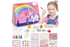 Gralal Unicorn Busy Book, Montessori Toys for 2 3 4 5 Year Olds Girl Toys Age 2 3 4 5 Year Old Girls Gifts Toddler Toys Unicorn Gifts for Girls Birthday Presents Age 3-5 Christmas Xmas Gifts for Kids