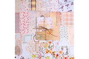 TIESOME 100pcs Vintage Floral Scrapbook Paper and Journaling Stickers Assorted Set, Memo Labels for Junk Journal Planner Collage Card Album Decor(Yellow)