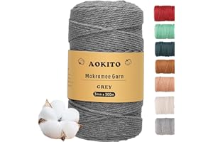 YESLUSY Cordón de Macramé, 3 mm x 300 m Hilo Macramé de Algodón Premium para Manualidades, Plantas Colgantes, Decoración Bohemia, Cestas Colgantes, Colgadores de Plantas