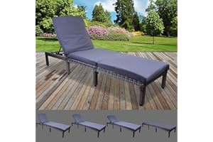 Marko Outdoor Dominican Rattan Sun Lounger Day Bed Recliner Garden Patio Furniture Outdoor Indoor Wicker (Grey)