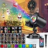 Proiettore Luci Natale per Interno Esterno,Lampada per Proiettore LED Natale con 12 Motivi e 10 Effetti di onde d'acqua,Luce 