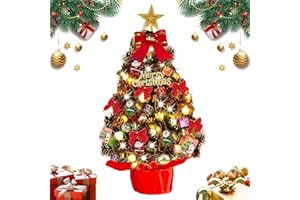 KENSBRO Mini choinka Mała choinka z oświetleniem LED Stołowa choinka mała sztuczna udekorowana na Boże Narodzenie Dekoracja 60cm, Mini choinka z dekoracją