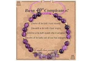 YELUWA 18-70 Anni Compleanno Bracciale Donna, Idea Regalo Donna Compleanno, Regalo per Donne Mamma Zia Figlia Amica Sorella Collega Insegnante Moglie Regolabile Bracciale in Pietra Naturale