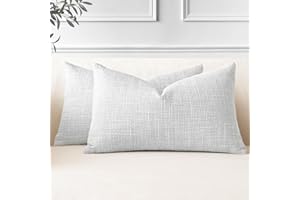 JOTOM Set of 2 Cushion Covers 30x50 cm Linen Light Grey Decorative Throw Pillow Covers 12x20 Inch Lumbar Cushion Case Home Decor Pillowcases for Couch Sofa Living Room Bed (Light Grey)