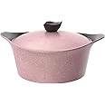Neoflam,Aeni,Cooking Pot,26cm,integrated Handle,die cated aluminume,Color Pink Marble