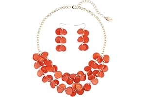 Bocar 2 Layer Statement Choker Shell Necklace and Earring Set for Women Gift（NK-10248）