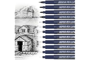 OWLKELA 12 Bolígrafos de Caligrafía, Marcadores Negros, Fuente Negra, Cuerpo de Bolígrafo Azul Real, Firma, Diseño, Dibujo, Diario (12 Tamaños)