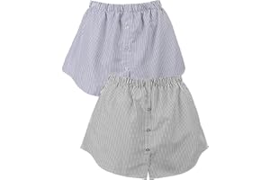 Monbessi Falda Camisa Falsa Mujer Abotonado Bajo de Camisa Cintura Elástica Negro/Blanco/Raya