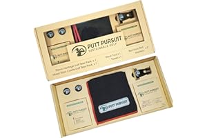 PUTT PURSUIT Golf Gift Set - Golf Accessories for Men - Golf Gifts for Men Women - 70mm Bamboo Golf Tees - Bamboo Divot Tool - Golf Towel & 2 Golf Ball Markers - Golf Tee Wooden - Castle Tees Golf 25, 32, 38, 60mm