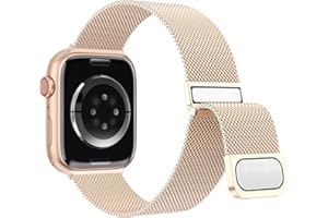 Higgs Metall Armband Kompatibel mit Apple Watch Ultra/Ultra 2 Armband 41mm 40mm 38mm 42mm 44mm 45mm 49mm Damen Herren, Dual Magnetisch Armbänder für iWatch Series 9 8 SE 7 6 5 4 3 2 1, RoséGold