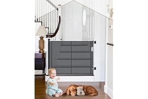 HOMGEN Barrera Seguridad Niños Escalera 0-140 cm Puerta Seguridad Bebé Extensibles de Retracción Automático Barrera Seguridad Niños y Perros 86cm de Alto para Escaleras,Exteriores,Puertas,Pasillos