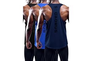 Cadmus Men's 3 Pack Running Muscle Tank Top Dry-Fit Gym Sleeveless Y-Back Shirts Training Fitness Vest