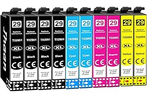Jhaan 29XL Cartuchos de Tinta Compatible con Epson 29XL 29 XL para Expression Home XP-247 XP-255 XP-235 XP-245 XP-335 XP-342 XP-345 XP-355 XP-332 XP-455 XP-432 XP-435 XP-257 (Paquete de 10)