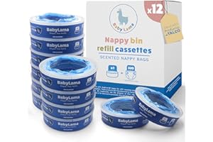 BABY LAMA 12 Ricariche Mangiapannolini Profumate Compatibili con Ricariche Maialino Foppapedretti Angelcare. Cassette Compatibili con Ricarica Mangiapannolini Foppapedretti. (12 Ricariche)