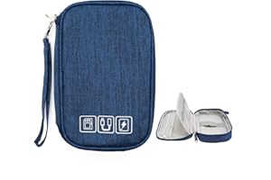 Ruyosn Organizer na kable torba wodoszczelna, mała torba na kable torba na dysk twardy elektroniczna torba organizer akcesoria elektroniczne organizer kabel podróżny, Niebieski