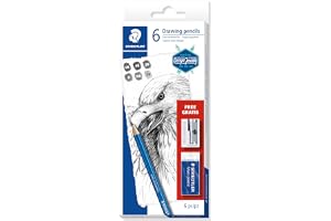 STAEDTLER Mars Lumograph 100 Ritpennor – 6 set, radergummi & vässare
