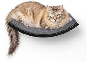 PELUOMOZ Katzen Kletterwand, Gebogenes Katzen-Wandregal mit Sisal-Kratzmatte, Wandmontiertes Massivholz Katze kletternde Regal für Klettern/Spielen/Schlafen