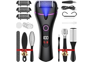 Ehomfory Hornhautentferner Elektrisch mit 3 Ersatzrollen, Schnell Hornhaut Entfernen Fuß, Premium Akku Hornhaut Entferner Nass + Trocken mit Arbeitslicht, 3 Geschwindigkeitsstufen, Wiederaufladbar