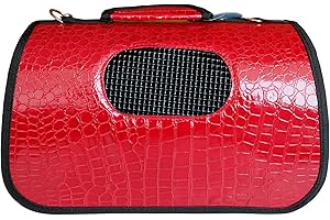 BPS (R) Portador Transportín Bolsa Bolso de Cuero Artificial, Imitación Piel de Cocodrilo para Perro, Gato, Mascotas, Animales,Tres Tamaño S/M/L 43.5x25x25cm BPS-2124RO (Rojo, M)