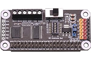 XICOOLEE Motor y servo controlador HAT para Raspberry Pi Zero/Zero W/Zero WH/2B/3B/3B+/4B, adoptando chips duales PCA9685+TB6612, impulsa dos motores de CC