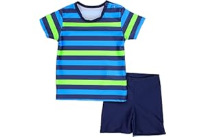 Aquarti Baby Jungen Bade-Set Zweiteiliger Kinder Badeanzug T-Shirt Badehose UV-Schutz