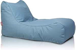 Ecopuf - Master Canapé Pouf Outdoor Chaise Longue - Pouf Fauteuil avec Pochette de Rangement et Poignée - Sac en Tissu imperméable - Fauteuil Relax Salon - 115x65x60cm, Bleu Clair M6