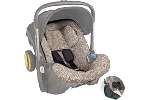 Housse de protection UKJE pour siège auto et poussette compatible avec le siège auto Doona - Housse en coton, doublure pour siège auto pour bébé - Accessoires pour siège auto nouveau-né(Léopard Beige)