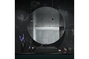 GOLD&CHROME UNIQUE DESIGN Specchio da Parete in Cristallo, Rotondo, Senza Cornice, 80 cm x 80 cm x 1,8 cm, 4,6 kg, Bordo a C, Smussato, Moderno, Minimalista