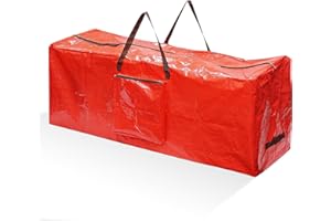 BLADO Christmas Tree Storage Bag - Heavy Duty Dual Zippered Containers, Carry Handles, Waterproof Xmas Tree Bag Protects from Dust Fits up to 8ft (Red with Pocket)