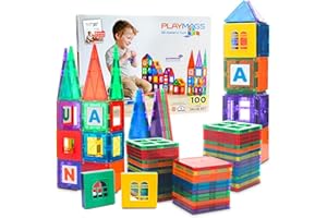 Playmags Juego De 100 Bloques Magnéticos 3D para Niños - Juguetes con Imanes Más Fuertes Stem - Bloques De Construcción Magnéticos - Construcciones Magneticas Niñosin Coloridas Y Duraderas