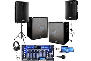IBIZA Sound Light - Ensemble Sono Pack 3000W avec 2 CAISSONS AMPLIFIES + Enceintes + Table DE MIXAGE Pro + CABLAGE idéal sonorisation Grands espaces - Bar Club Disco Mariage Anniversaire