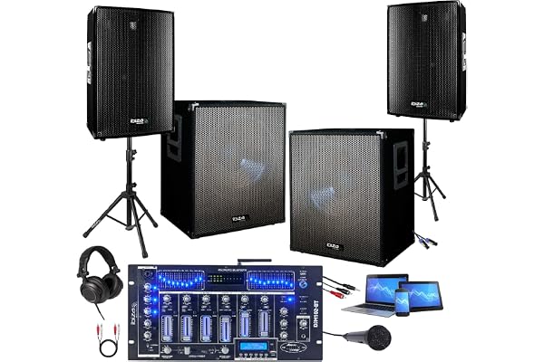 IBIZA Sound Light - Ensemble Sono Pack 3000W avec 2 CAISSONS AMPLIFIES + Enceintes + Table DE MIXAGE Pro + CABLAGE idéal sonorisation Grands espaces - Bar Club Disco Mariage Anniversaire