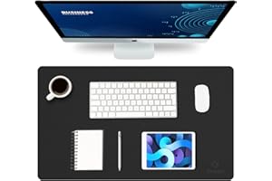 K KNODEL Knodel Podkładka na biurko, mata na biurko, skóra PU, mata na biurko na laptopa, wodoodporna podkładka na biurko, do biura i domu, dwustronna (35 x 60 cm, czarna)