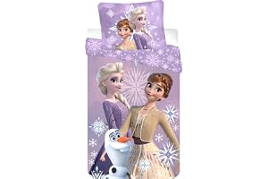Disney Frost-sängkläder för juniorsäng, påslakan, 100 x 135 cm, örngott, 40 x 60 cm, 100 % bomull, mjukt och ventilerande, El