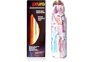 PRURA Borraccia in rame con taglio a diamante, a prova di perdite, contenitore in rame ayurvedico per sport, palestra, attività all'aperto, yoga