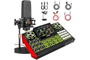 TENLAMP Podcast Equipment Bundle, Audio Interface with Condenser Microphone, Voice Change