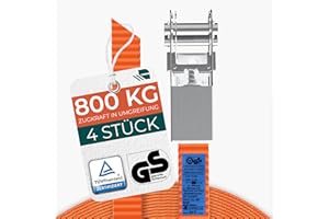 ‎CARGO VA INTELLIGENT VEHICLE ACCESSORIES CargoVA® Robuste 800kg Spanngurte [4er Set] - TÜV/GS Zertifiziert & DIN - Vielseitig Einsetzbar - 25mm Breite - Ideal für Professionelle Anwendungen [4M]