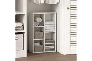 Furinno REED Wardrobe Storage Organiser, 5-Cube Open Shelves Clothes Storage, Clothing Closet Organiser, for Bedroom, Closet, White