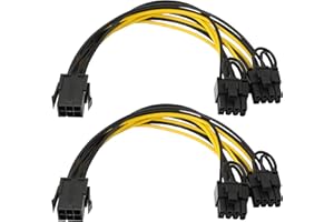 XMSJSIY Adaptador de alimentación PCIe Express macho de 6 pines a doble de 8 pines (6 + 2), tarjeta gráfica GPU 6P a 2X-6P para cable de alimentación de tarjetas gráficas (20 cm) -2-TLG