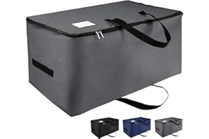 IHOMAGIC 100L Bolsa de Almacenamiento con Cremallera Robusta Grande, Almacenaje Bajo la Cama para Ropa - Cajas De Almacenaje Ropa Plegable Bolsa de Viaje para Ropa, Mantas, Edredón (Gris Oscuro)