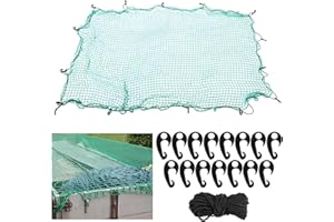 CYEER Cargo Net, Heavy Duty Truck Cargo Netting for Pickup Trucks, Trailer Luggage Net Truck and Roof Rack Cargo Net Tie-Down Mesh with 15 Hooks, Green, 2.7x3.7m