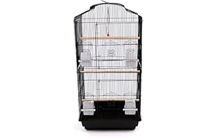 Actiaspet Large Metal Bird Cage for Budgie, Cockatiel, Lovebirds (Black)
