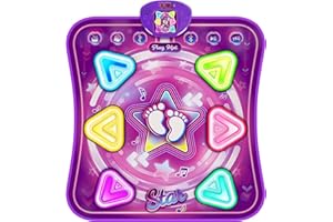 Handwell Dance Mat Kids, Tappetino da Ballo Luminoso con Bluetooth e 5 modalità di Gioco, Tappeto Musicale Bambini Gioco Bambin, Regali di Natale e Compleanno per Bambini e Bambine dai 3 ai 10 Anni