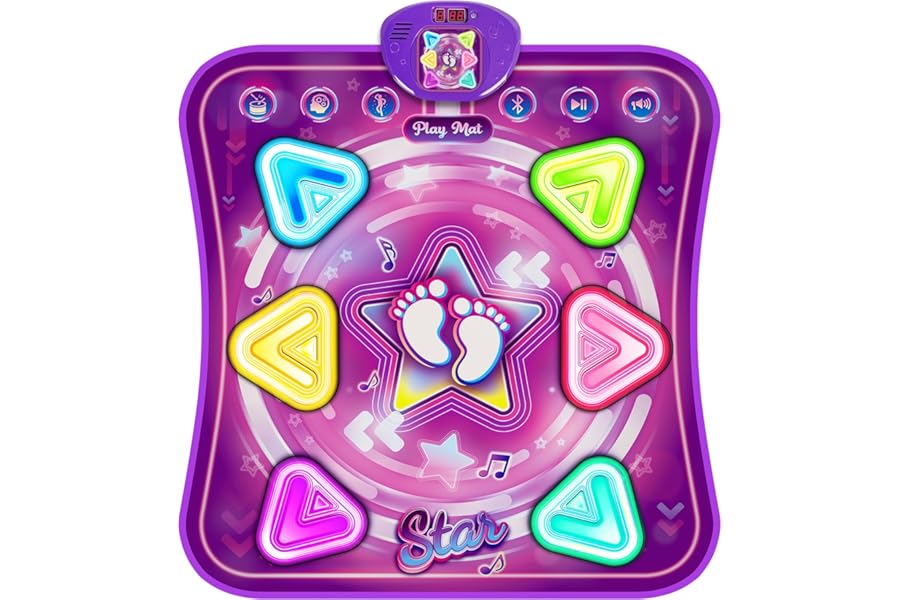 Handwell Dance Mat for Girls, Light-up Dance Pad with Wireless Bluetooth & 5 Game Modes, Kids Electronic Dance Mats Musical Dancing Toys Christmas Birthday Gifts for Boys Girl Aged 3 4 5 6 7 8 9 10+
