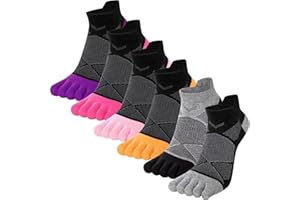 Kevaler Donna Calzini Corte con Dita Separate Calze Corsa Cuscino Completo Sportive Calzini Cinque Dita Allenamento Socks Traspirante - 6 Paia
