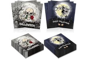 Dianelhall 40 Pcs Halloween Luncheon Napkins Halloween Ghosts Party Paper 13" x 13" Disposable Napkins for Party Supplies Table Decorations