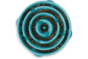 Kyjen 51002 Outward Hound Fun Feeder Slow Feed Interaktiver Bloat-Stop-Futternapf für Hunde, Größe L, blau