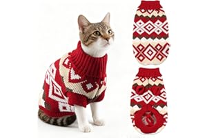 Himissy Maglioncino Gatto, Vestito Natale Gatto, Maglione a forma di Gatti, Vestito per Gatti Natalizio, Vestito Cane Taglia Piccola, per Calore Invernale (H, L)