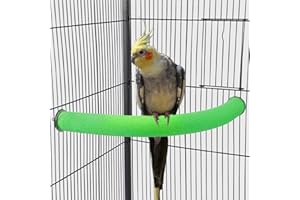 TeTupGa U Shape Parrot Perch Stand Pet Toy Bird Platform Sand Paw Grinding Clean Stick Cage Exercise Conure Budgie Cockatiel Accessories (Green Corner Small)